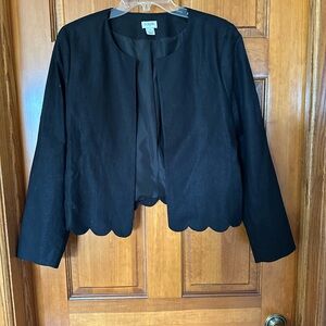 J Crew Women's Black Scalloped Jacket